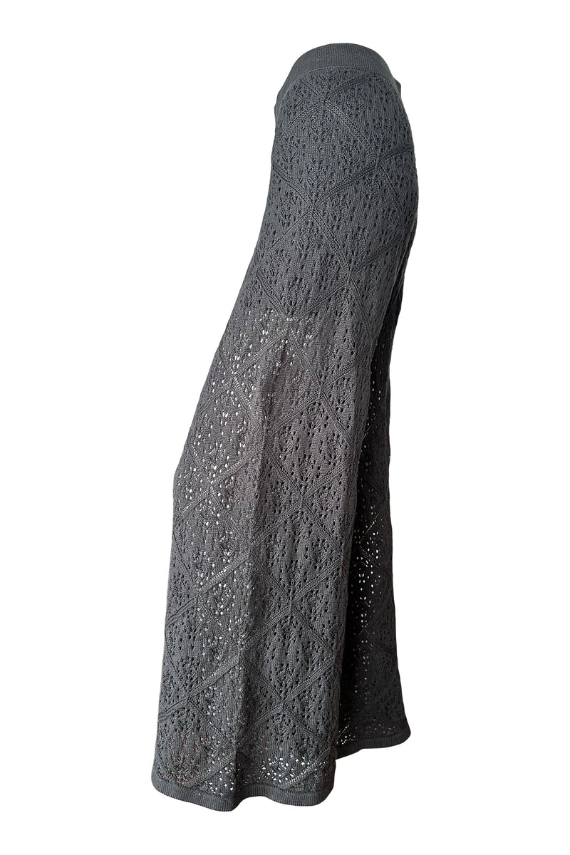 Satu Crochet Open Knit Pants in Graphite