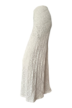 Satu Crochet Open Knit Pants in Light Gray