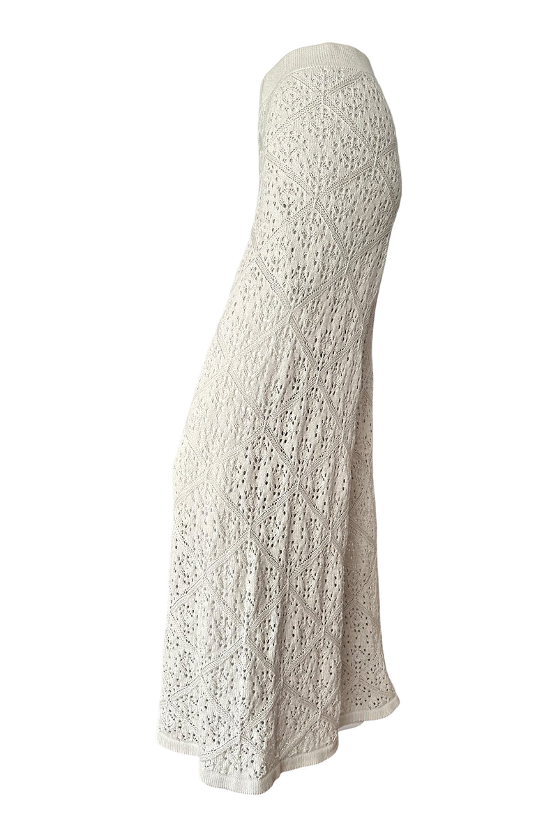 Satu Crochet Open Knit Pants in Light Gray