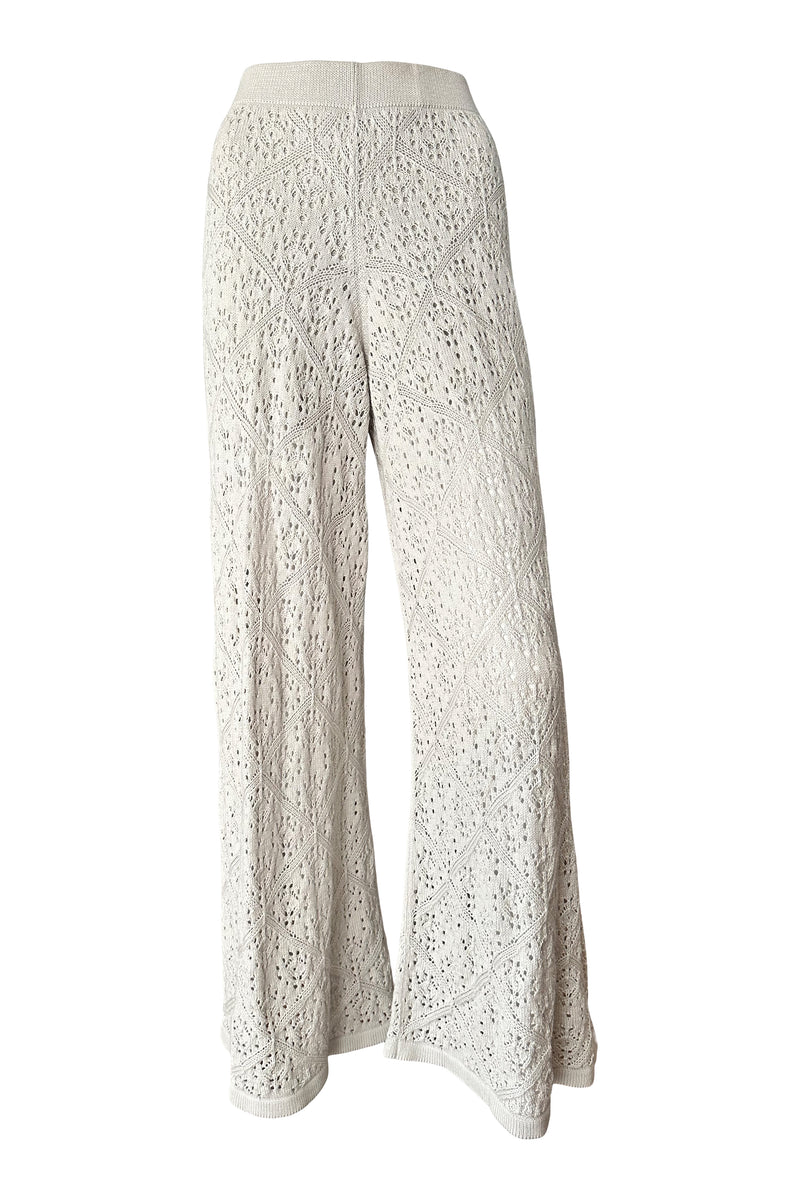 Satu Crochet Open Knit Pants in Light Gray