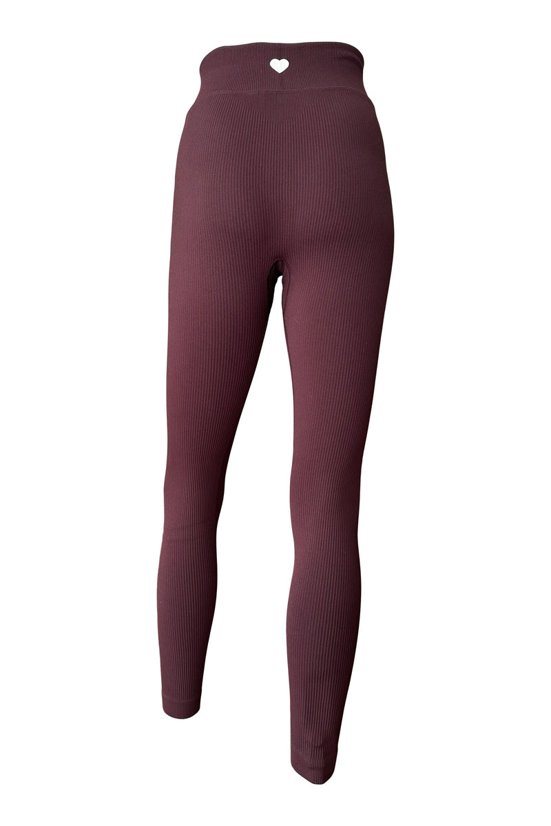 Seamless V-Waistband Rib Legging in Brown